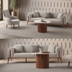 Edsy Home Riva 3+1 Koltuk Takımı Krem Renk Modern Tasarım Ahşap Ayaklı Orta Sert Oturum 224 cm