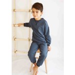 Cigit Basıc Karyoka Detaylı Sweatshirt Takım 3-8 Yaş Erkek Çocuk Lacivert Soğuk Günler İçin Uygun