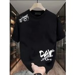 Jane's Janes Baskılı Oversize Bisiklet Yaka T-Shirt - Siyah