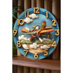 Sessiz Yuvarlak Ahşap Duvar Saati, Kuvars Hareketli 3D Görünümlü 2d Saat Sdw Çocuk Odası SDW157