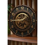 KutuTR Sessiz Yuvarlak Ahşap Duvar Saati, Kuvars Hareketli 3D Görünümlü 2d Saat Sdw Serisi Sdw 181