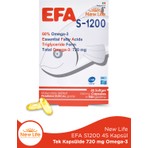New Life Efa S 1200 Balık Yağı 45 Kapsül Türkiye Menşeli Omega 3 İçeren Takviye Edici Gıda
