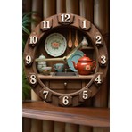 Sessiz Yuvarlak Ahşap Duvar Saati, Kuvars Hareketli 3D Görünümlü 2d Saat Mutfak Serisi SDW149