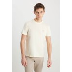 Wrangler Regular Fit Small Logo Bej Erkek T-Shirt MW70MD3XME