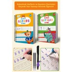 Harfleri ve Sayıları Yazmayı Kolayca Öğreten Kitap | Sihirli Uçan Kalemli Oluklu (Kabartmalı) Kitap