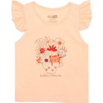HelloBaby Basic Kız Çiçek ve Kedi Baskılı Atlet T-Shirt Kız Bebek