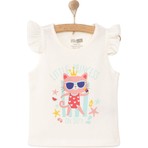 Hellobaby Kız Bebek Basic Tişört Bisiklet Yaka Atlet Kol Ekru