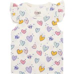 Hellobaby Basic Kız Kalp Desenli Atlet T-Shirt Kız Bebek