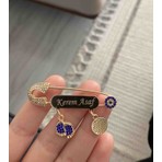 Sahi Aksesuar Mavi Kristal Taşlı İsimli Erkek Bebek Yaka İğnesi Altın Renkli Özel Tasarım