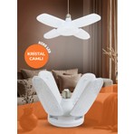 HL-7111 60W 4+1 Kristal Camlı Pervane LED Ampul Katlanabilir 4 Kanatlı Süper Güçlü E27 Lamba