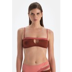 Kahverengi Straplez Bikini Üst