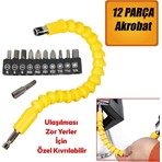 Vida Sıkma Civ Sökme Akrobat Kıvrılabilir Eğilebilir Bits Uç Vidalama Torx Yıldız Düz Uçlar 12 Parça