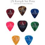 7’li Gitar Pena Seti | Selüloid | 0.46 - 0.71 - 0.96 mm | Karışık Renk | Pena Şarjörü Hediye!
