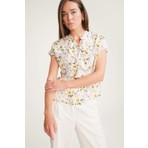 DeFacto Regular Fit Kaçık Yaka Çiçekli Kısa Kollu Bluz F0995AX25SM