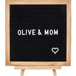 Olive & Mom Design Letter Board-harfli Ahşap Yazı Panosu Siyah-meşe Ağacı (340 HARFLİ, AHŞAP AYAKLI) Özel Kutusunda