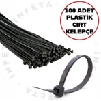 İnfeta 100 Adet Siyah Plastik Cırt Kelepçe Kablo Bağı 20CM Elektrik Kullanımı İçin Dayanıklı Malzeme