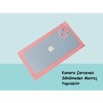 Tkgz - iPhone 14 Plus Arka Pil Batarya Kapağı - Cam Kapak Geniş Lens Deliği - Mavi