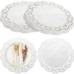 Dekals 50 Adet Yuvarlak Dantel Kağıt Pasta Tabak Altlığı 26 cm Sunumluk