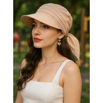 SF Collection Kadın Yazlık %100 Pamuk Yazlık Şapka Safari Bağlamalı Siperli Bandana Vizör