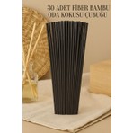 30 Adet Siyah Oda Kokusu Çubuğu Fiber Yumuşak Doğal Bambu Oda Kokusu Yedek Çubuk 24 cm