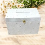 SAYE HOME Düğün Para Takı Sandığı Ahşap Kadife Kaplı 33x23x19 cm Şık ve Fonksiyonel