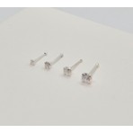 925 Ayar Gümüş Yuvarlak Zirkon Taşlı ( Ekonomik 4 Adet ) Hızma Seti (1,5mm-2mm-2,5mm-3mm)