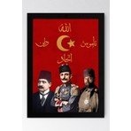 Ittihat Terakki Paşaları Çerçeveli Tablo - Enver Cemal Talat Paşalar - Ittihat Terakki Sancağı