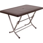 Mandella 70x120 Zeugma Kahverengi Rattan Masa Katlanır Metal Ayak 1 Adet Konforlu Kullanım