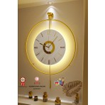 MetaQuartz Aksesuar (Büyük Boy-50*75 cm)Kadran Iskandinav Kristal Gold(Kırılmaz Göbek)(Led Için 3ADET Pil Gelmektedir)Metal Duvar Saati