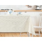 Madame Coco Anita Pvc Masa Örtüsü - Ekru - 140x140 cm
