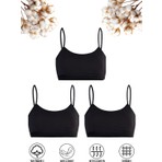 Özkan Underwear 42324 3'lü Paket Kız Çocuk Pamuklu Süprem Esnek Rahat Pedsiz Ince Askılı Alıştırma Sütyeni Yarım Atlet Büstiyer