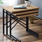 Ceramical ZG1 Metal Ayaklı 3'lü Zigon Sehpa - Çam