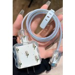 18W/20W Apple iPhone Uyumlu Lale Desenli Şarj Aleti Koruyucu Şarj Kablosu Örme Aparatlı Koruyucu Toparlayıcı