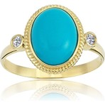 Fasek Gold Vintage Firuze Taşlı 925 Ayar Gümüş Yüzük-Otantik Firuze Taşlı Gümüş Yüzük-Hediye Gümüş Yüzük