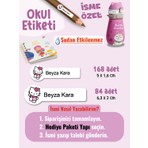 Okul Etiketi SUDAN ETKİLENMEZ, Kalem Defter Etiketi Hellokitti Temalı Özel Isim Yazılabilen Etiket - 252ADET