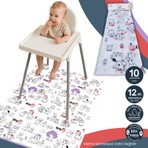 TinyUp Tek Kullanımlık Mama Sandalyesi Altı & Aktivite Örtüsü 100X120 cm 0-6 Yaş İçin Geometrik Desenli