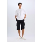 DeFacto Slim Fit Dar Kesim Kargo Cepli Basic Düz Kapri Şort T4693AZ25SM