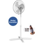 Kumtel KTF-290 Beyaz 16 İnç Ayaklı Vantilatör 40 W,3 Kanatlı, 3 Pervaneli, 120 cm Ayarlanabilir Yükseklik