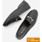 Marjin Kadın Hakiki Deri Zincirli Loafer Günlük Ayakkabı Tanle Siyah