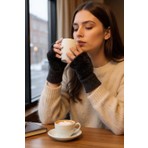 Hitit Socks Kadın 1 Çift Kışlık Parmaksız Termal Esnek Polarlı Peluş Eldiven
