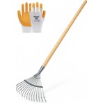 Toptancı Amca Tırmık Ahşap Saplı, Ayarlı Metal Çim ve Yaprak Toplama Tırmığı Eldiven Hediye !!