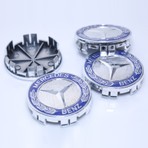 75 mm Mavi Yıldız Desenli Çelenk Motifli Jant Göbeği SET(4’LÜ)W204 / W205, W212, Cla, Gla, Glc Vb. Jant Tipiyle  Uyumlu