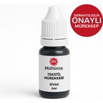 Mühürce Siyah Tekstil Mürekkebi – Kıyafet Kaşesi Uyumlu, Kalıcı Kumaş Mürekkebi (5 Ml)