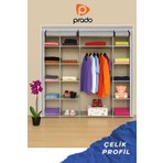 Prado Stark Xtra Çift Yandan Raflı Çelik Profil Bez Dolap Gri