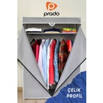 Prado Basic Çelik Profilli Bez Dolap Gri