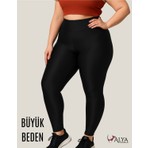 ALYA UNDERWEAR Büyük Beden Tayt Dalgıç Kumaş Yüksek Bel ( Siyah, 4xl)