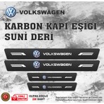 Volkswagen  Uyumlu Deri Karbon Kapı Eşiği Koruyucu Bant  4 Adet