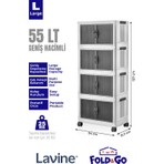 Lavine Fold&Go 4'lü Portatif Organizer Tekerlekli Dolap Çok Amaçlı Kapaklı Katlanır ”beyaz”
