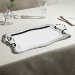 Nehir Zincir Sade Çelik Çay Tepsi 47x31 cm Paslanmaz Çelik Malzeme ile Dayanıklı ve Şık