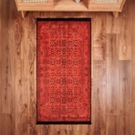 Evidea Soft Atlas Afgan Desenli Halı - Kırmızı - 80X150 cm
